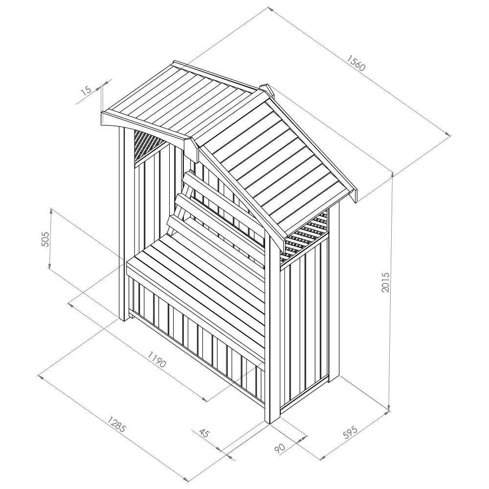 Zest Dorset arbour with storage box