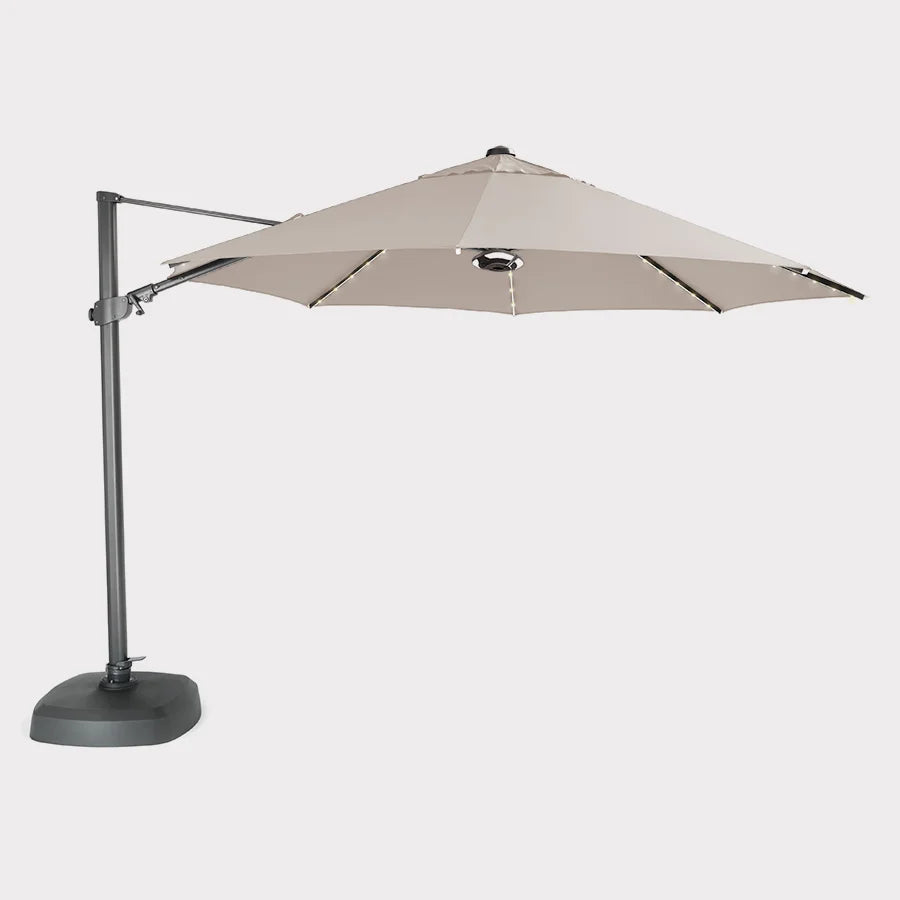 3.5m Round Free Arm Parasol with LED Lighting and Wireless Speaker