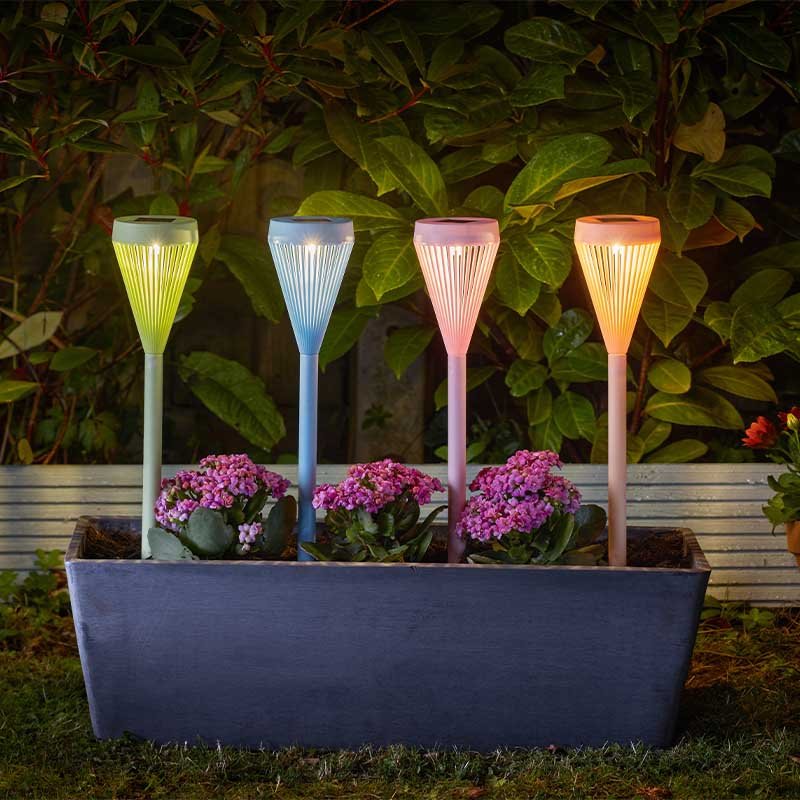 Viva assorted solar stake lights, 4 pack