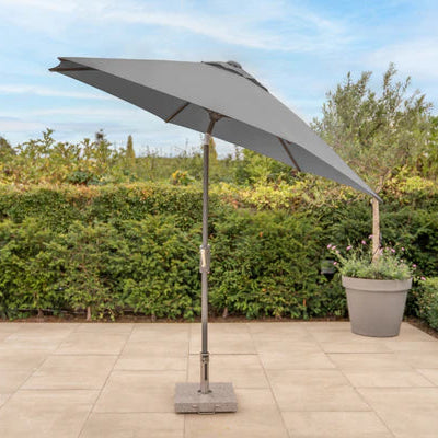 Kettler 3m wind-up parasol, grey frame and slate canopy