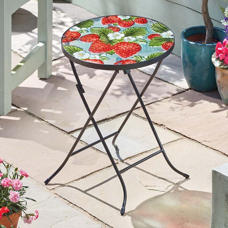 Strawberry glass side table