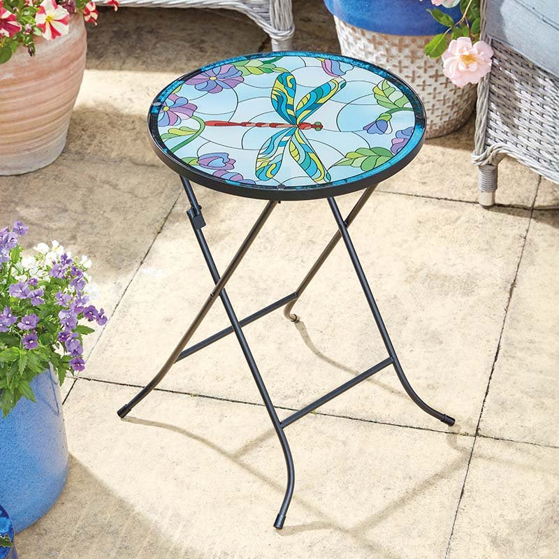 Dragonfly glass side table
