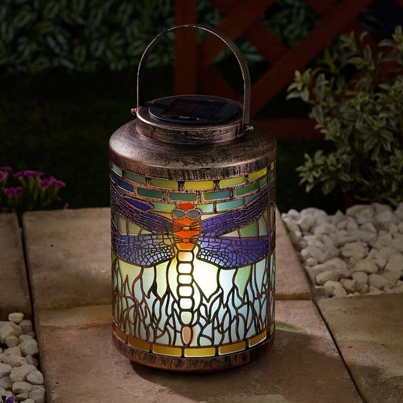 Tiffany dragonfly solar lantern
