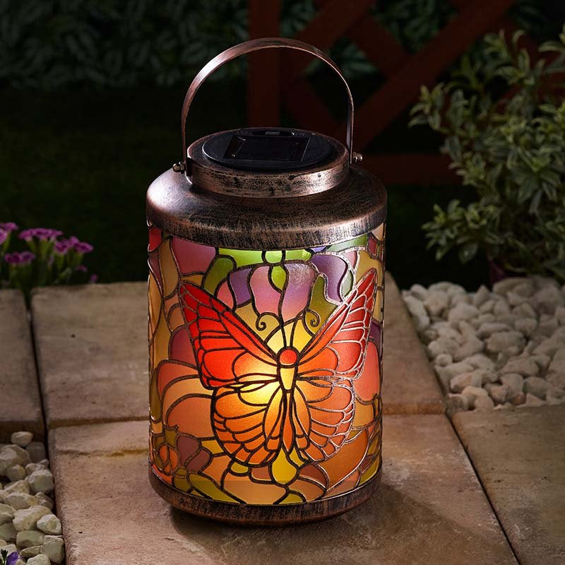 Tiffany butterfly solar lantern