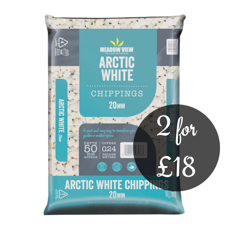 Arctic White 20mm decorative chippings