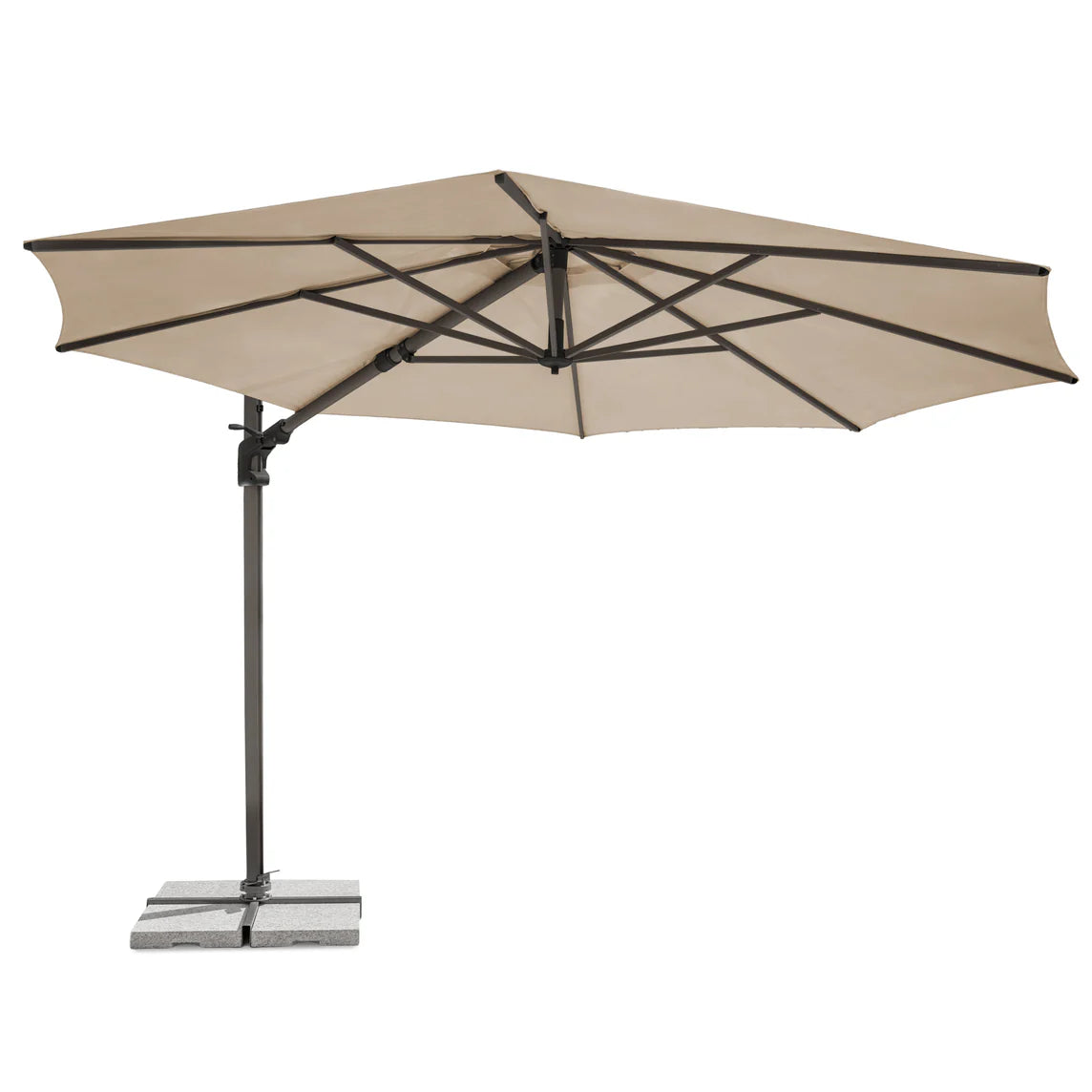 Kettler Luna 3m round cantilever parasol, stone canopy