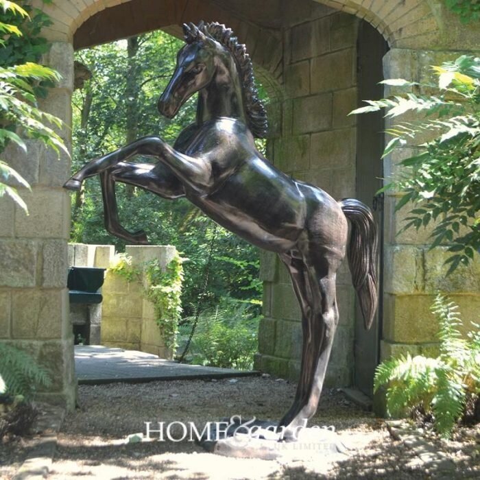 Cast aluminium rearing foal garden statue