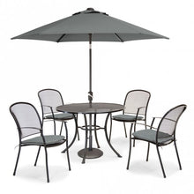 Load image into Gallery viewer, Caredo 4 Seat Set with 110cm Round Mesh Table Iron Grey
