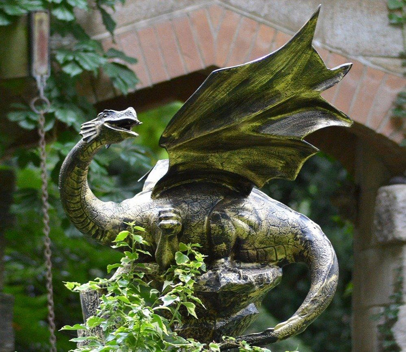 Cast aluminium small dragon garden statue