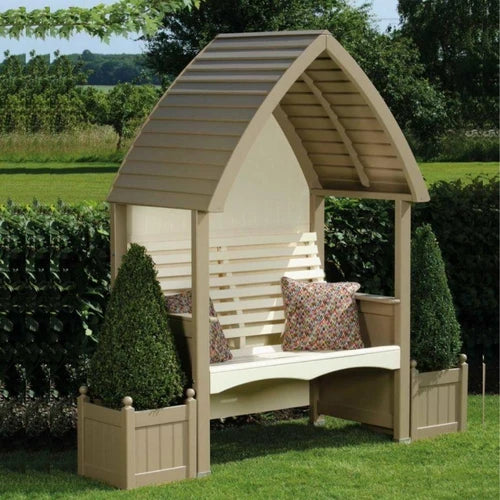 Cottage arbour in nutmeg and cream