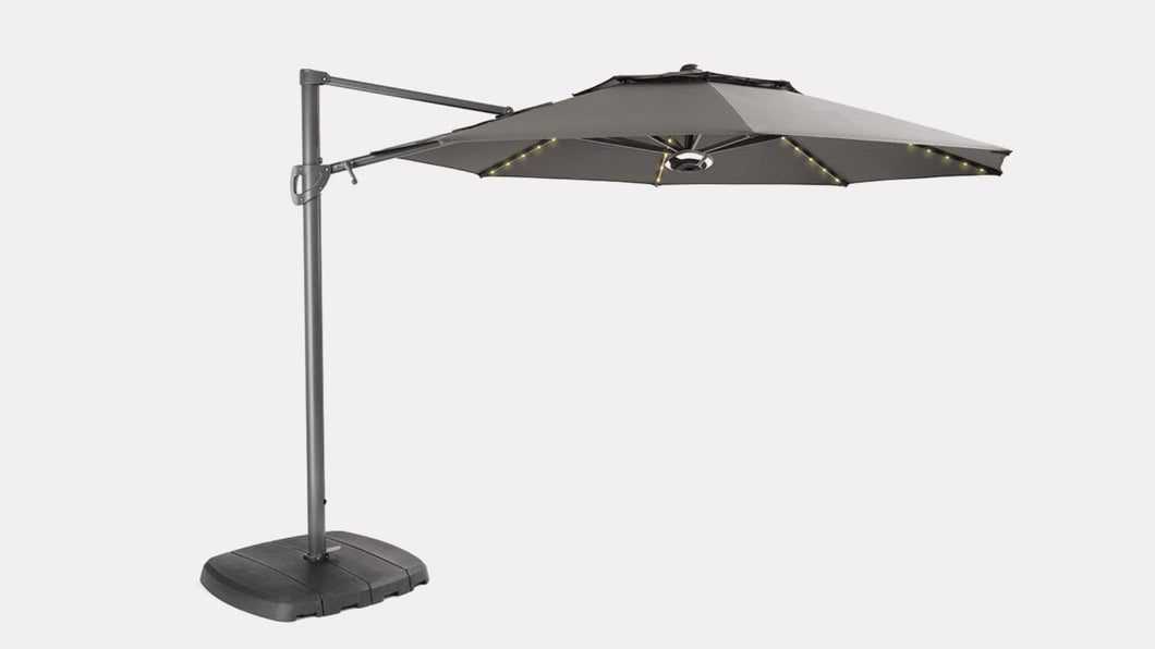 3.3m Round Free Arm Parasol with LED Lights & Wireless Speaker