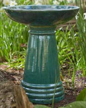 Load image into Gallery viewer, Glazed Bird Bath in Blue/Grey/Green
